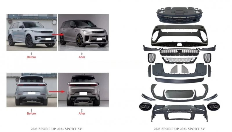 For Range Rover Sport 2023+ OE Style Upgrade to SV version Front and Rear Bumper Completely Low Upgrade to High Body Kit